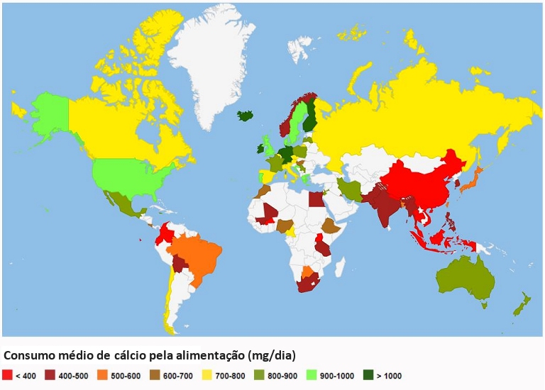 Mapa-mndi do clcio mostra dieta pobre para sade ssea